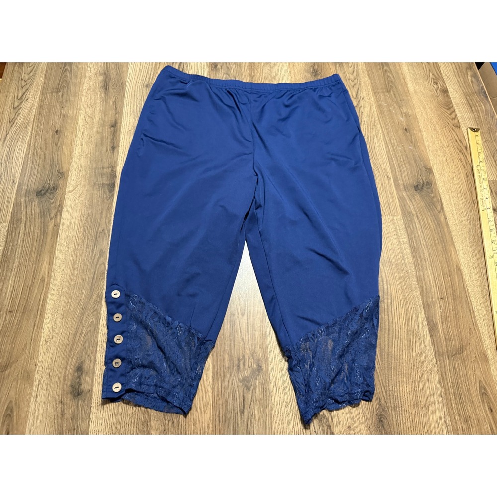 Emery Rose Pants Womens Size 4XL Blue Leggings Lace Hem Button Detail
